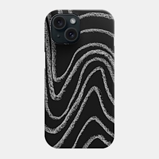 White and Black Minimal Wavy Lines - Abstract Charcoal Drawing Phone Case