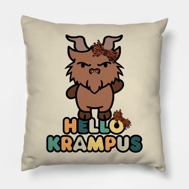 Hello Krampus Christmas Pillow by darklordpug