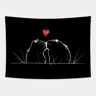 Love Capybaras Valentine Tapestry