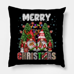 Merry Christmas Gnome Family Funny Xmas Tree Women Men Kids Pillow