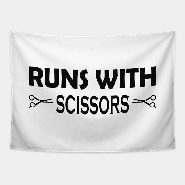 Hair Stylist - Runs with scissors Tapestry by KC Happy Shop