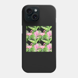 Tropical Pattern Flamingos, Plants, and Petals Phone Case