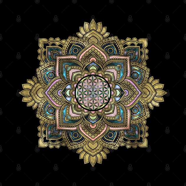 Flower of Life in Lotus - Marble and Gold by Nartissima