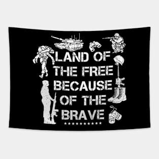 Land of the Free Because of the Brave veterans day Tapestry