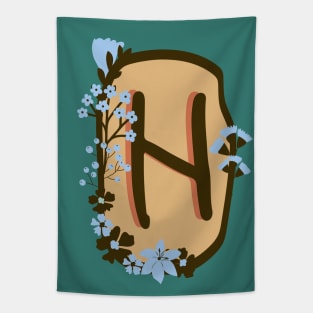 Hagalaz Rune Flowery Design Tapestry