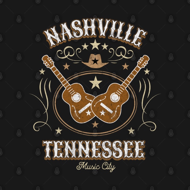 Vintage Retro Nashville Cowboy Guitars Country Music by PUFFYP