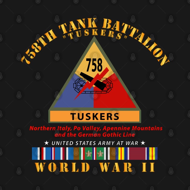 758th Tank Battalion - Tuskers  w SSI Name Tape WWII  EU SVC by twix123844