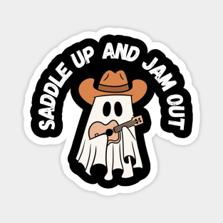 Saddle up and jam out, cute cowboy ghost playing the guitar. Halloween Magnet