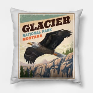 Glacier National Park Bold Eagle Vintage Look Pillow