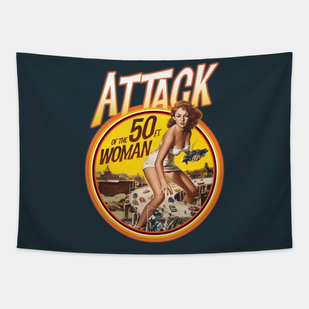 Classic 50s Science fiction Tapestry by Trazzo