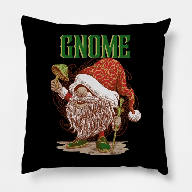 Gnome Looking Mushroom Pillow by Tonymidi Artworks Studio