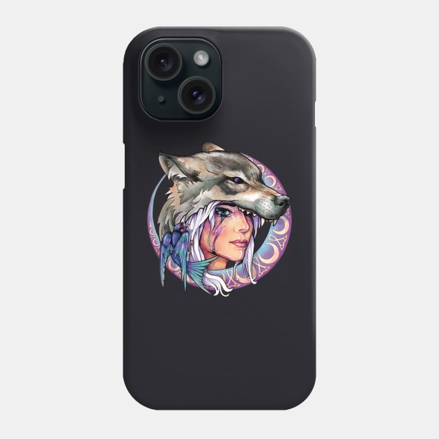 Wolf & Swallow - Art Nouveau Medallion [OPALINE] Phone Case by Lix