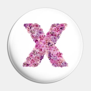 Pink Floral Letter X Pin