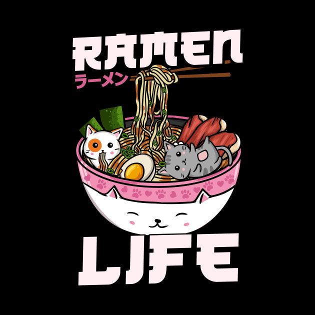 Ramen Life - Japanese Anime Cats T-Shirt by biNutz