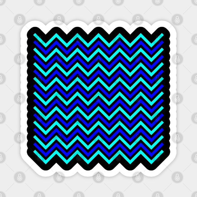 Zigzag Lines - Cyan Blue Magnet by SanTees