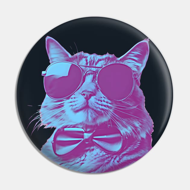 Cat wearing sunglasses and bow tie Pin by Ravenglow