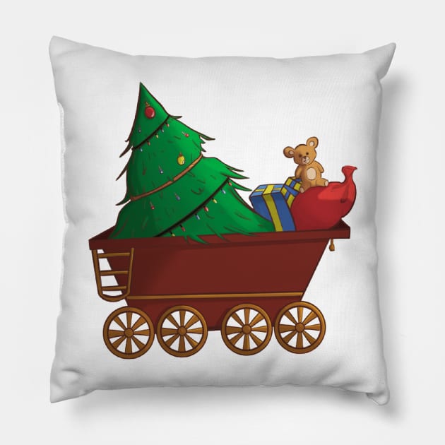 Christmas Tree Wagon Pillow by Pafart