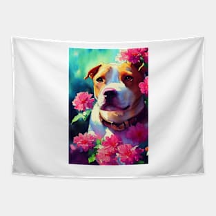 Watercolor pitbull Tapestry