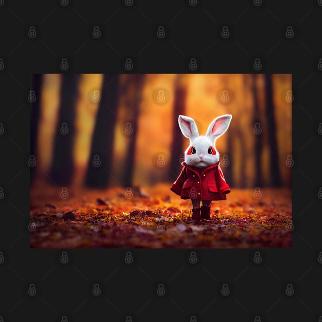 Cute little rabbit wears red dress and walks on two leg by DyeruArt