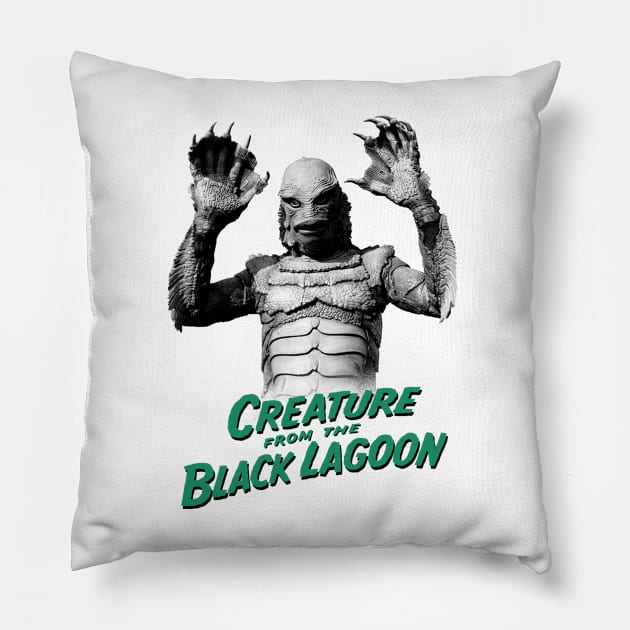 Creature from the Black lagoon Gill-man w/text Pillow by KERZILLA