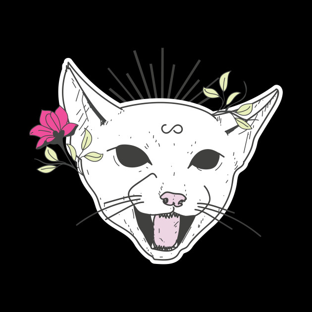 Cute Cat Head With Flowers Cat Pillow Teepublic Au