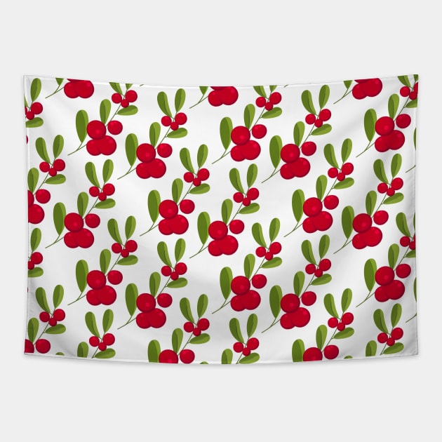 Beautiful Pattern with the red Cranberries Tapestry by Victoria's Store