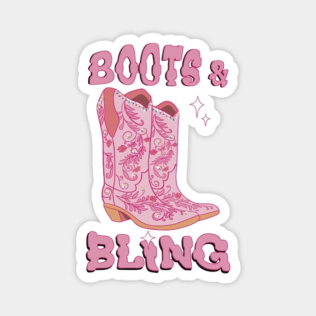 Boots and Bling pink Cowgirl Magnet by Apescribbles