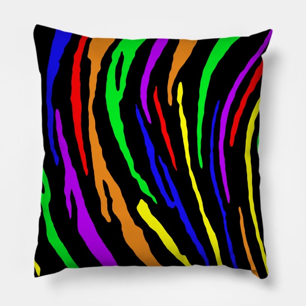 Rainbow Tiger Stripes Pillow by BlakCircleGirl