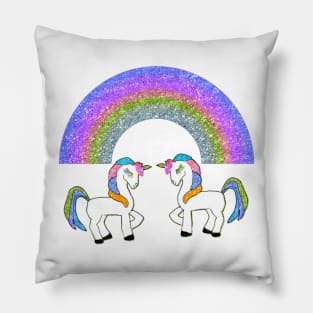 GLITTER RAINBOW UNICORN Pillow