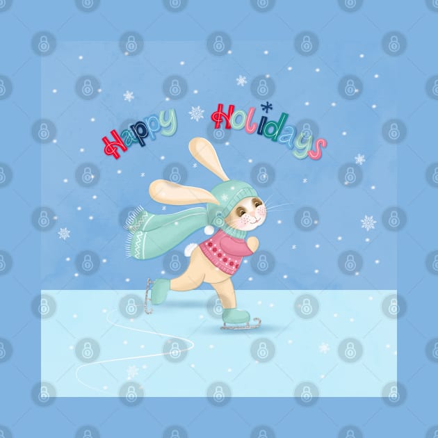 Winter bunny: Happy Holidays by CalliLetters