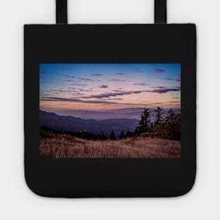 Colorful sunset mountains Tote