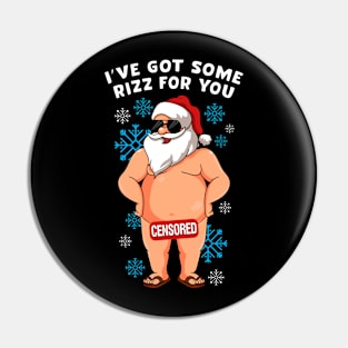 Inappropriate Naughty Santa Rizz Men Women Ugly Christmas Pin