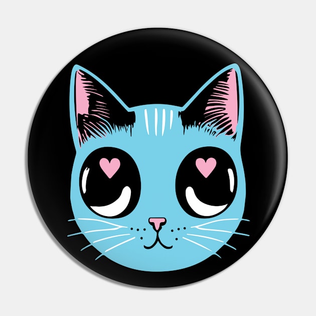 Transgender Pride Cat - Heart Eyes Pin by KittenMe Designs