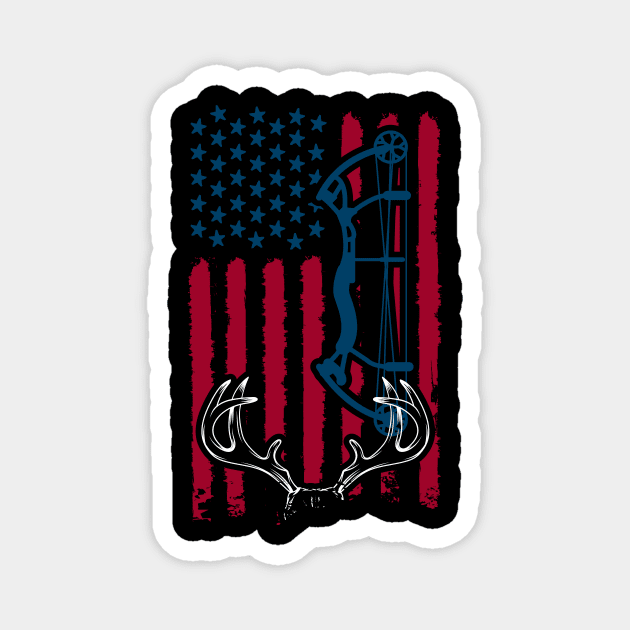 Bow Hunting Deer  american flag Magnet by Wintrly