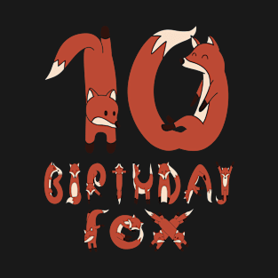 10th Birthday Fox Lover 10 Years Old Boys And Girls Party print T-Shirt