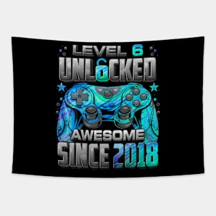 Unlocked Awesome Since 2018 6Th Birthday Gaming Tapestry