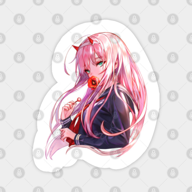 Zero Two 002 darling in the franxx anime strelitzia hiro - Zero Two Darling  In The Franxx - Imán | TeePublic MX
