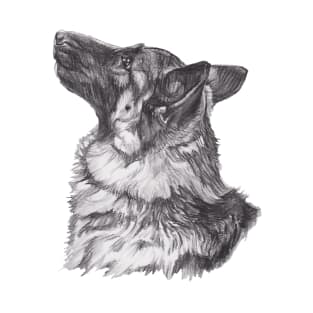 Classic German Shepherd Dog Profile Drawing T-Shirt