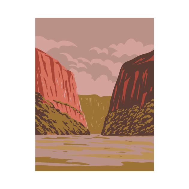 Sumidero Canyon National Park in Chiapas Mexico WPA Art Deco Poster by retrovectors