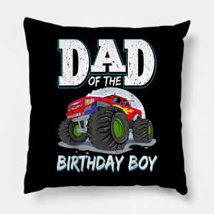 Mens Dad Of The Birthday Boy Monster Truck Theme Party Pillow