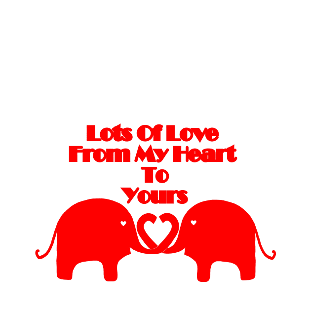 HAPPY Valentines Day Red Elephants Joined At The Trunk Typography by SartorisArt1