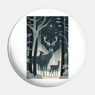 Family of Deer in the Forest at Winter Pin