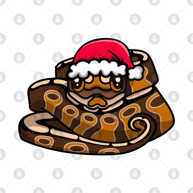 Cute Cinnamon Ball Python in Santa Hat by HeartsandFlags