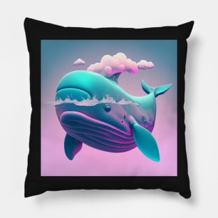 Vapor Wave Whale Pillow