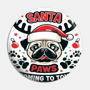 Santa Paws, Pug Christmas Pin