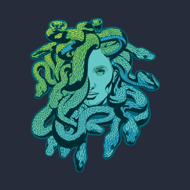 Medusa Teal Ocean Snakes by polliadesign