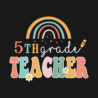 5th Grade Teacher Rainbow Leapord Back to School T-Shirt