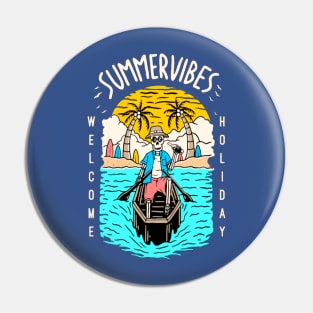 Summer Vibes Chilling Skeleton Pin