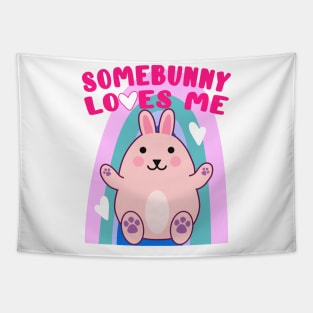 Easter Bunny Rabbit Rainbow Hearts Kawaii Anime LGBTQ Tapestry