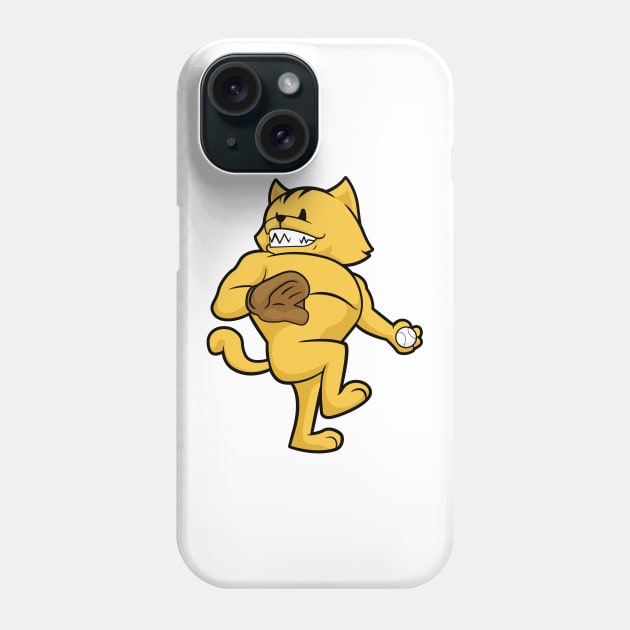 Cat at Baseball with Catch glove Phone Case by Markus Schnabel